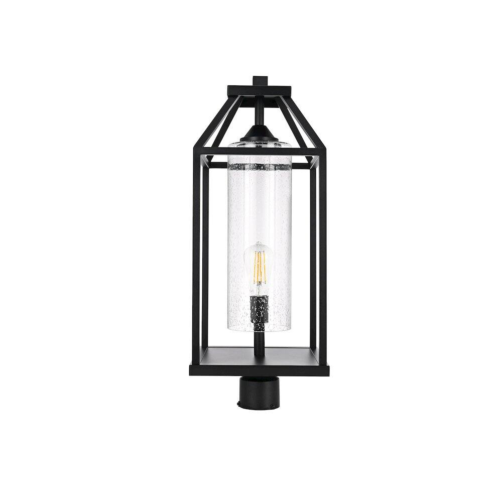 Left. Elegant Lighting - Zora 26 inch Outdoor Post light in Black - Black And Clear.