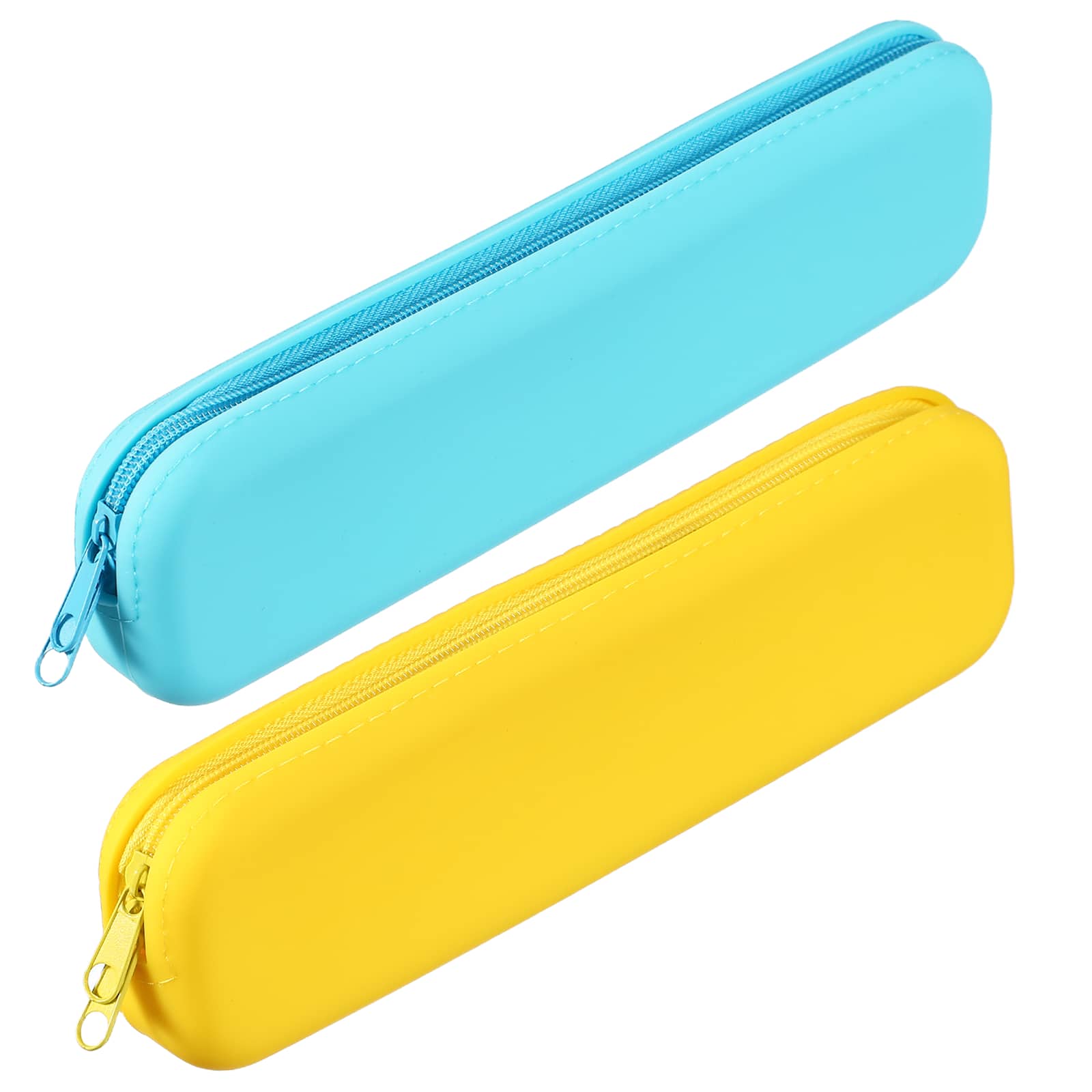 Unique Bargains - 2pcs Rectangular Silicone Pen Case, Small Pencil Pouch, Waterproof Cosmetic Storage for Travel - Yellow/Sky Blue price history on PriceWatchPro