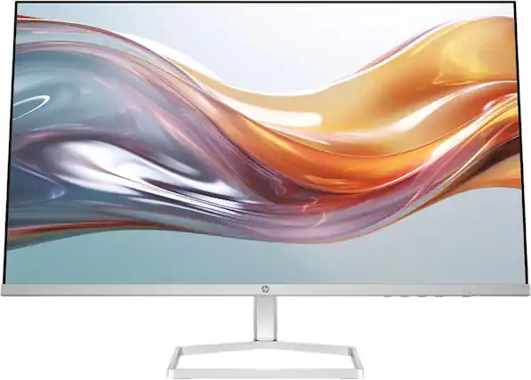 Front. HP - Series 5 527sa 27" FHD IPS Monitor, Flicker Free, Anti-Glare, VGA, HDMI, (94F48AA#ABA) - White/Silver.