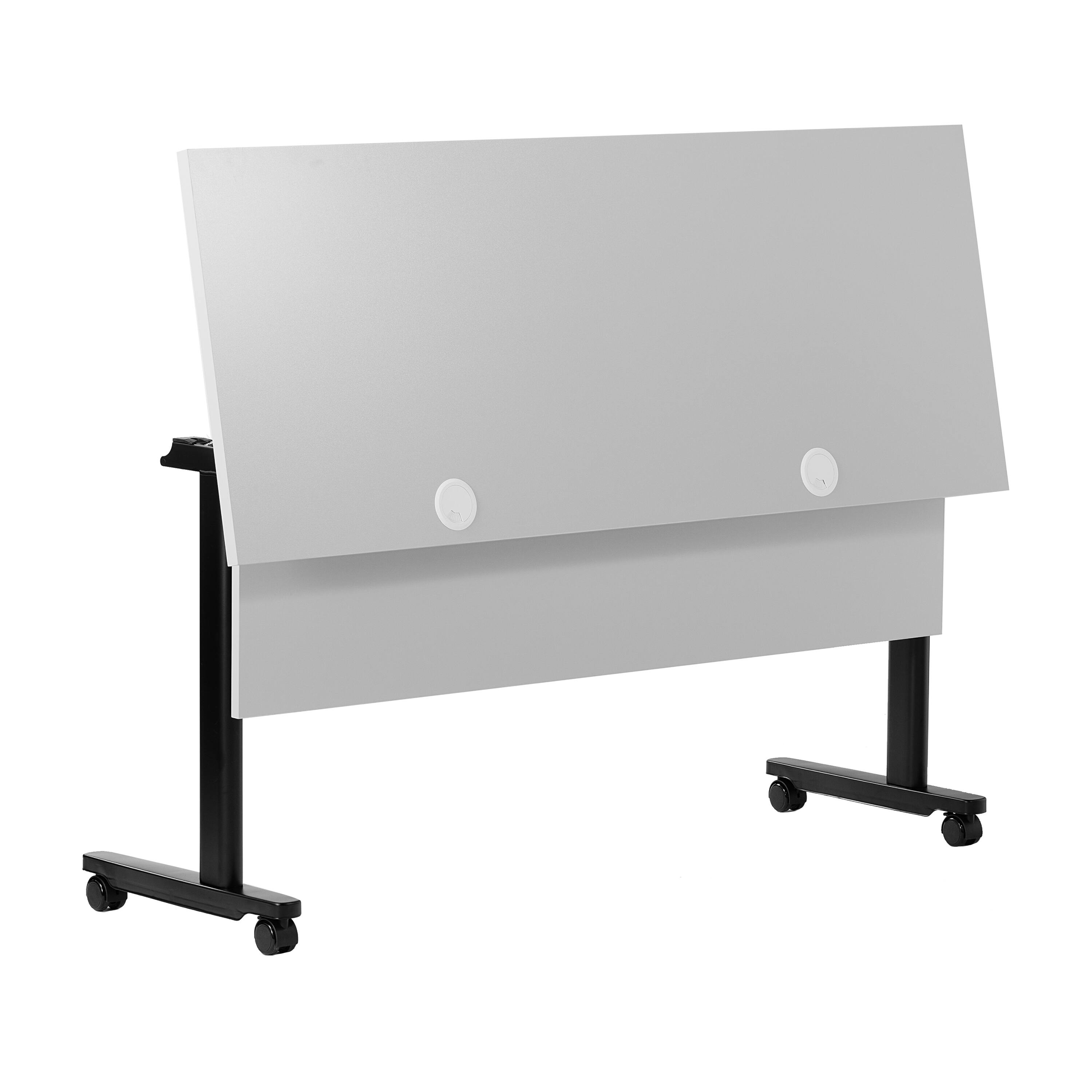 Alt View 8. Emma + Oliver - Hahn Heavy-Duty Flip Top Training Table with Nesting Design, Privacy Panel, T-Legs, Tabletop, Metal Frame - Gray Top/Black Frame.