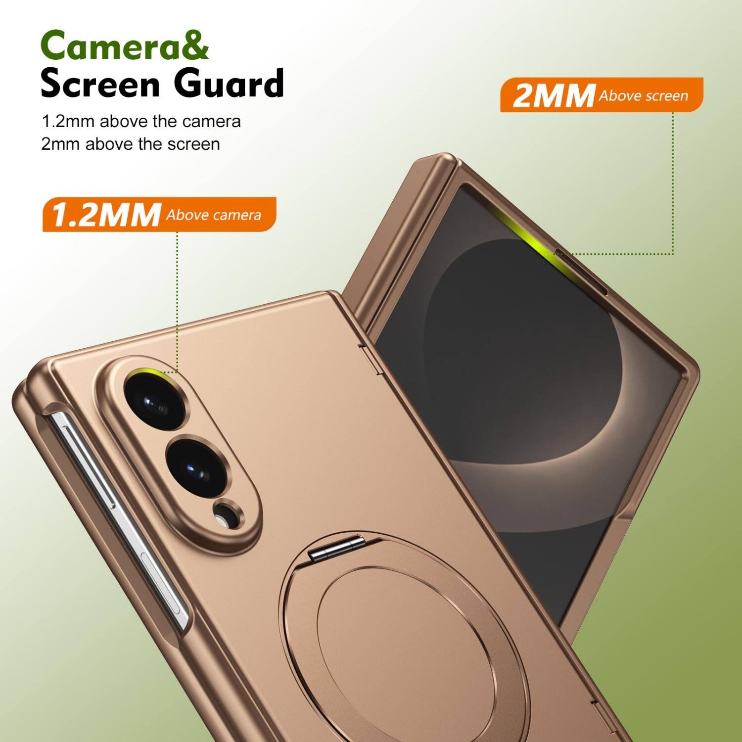 Camera & Screen Guard  
1.2mm above the camera  
2mm above the screen  

1.2MM Above camera  
2MM Above screen