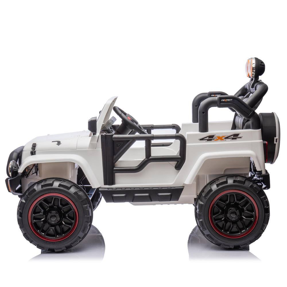 Back. BreeBe - 24V Kids Ride-On Car with Parent Control, 2WD, Rear Suspension, Lights, Bluetooth, USB, Trunk, for Ages 3-8 - White.