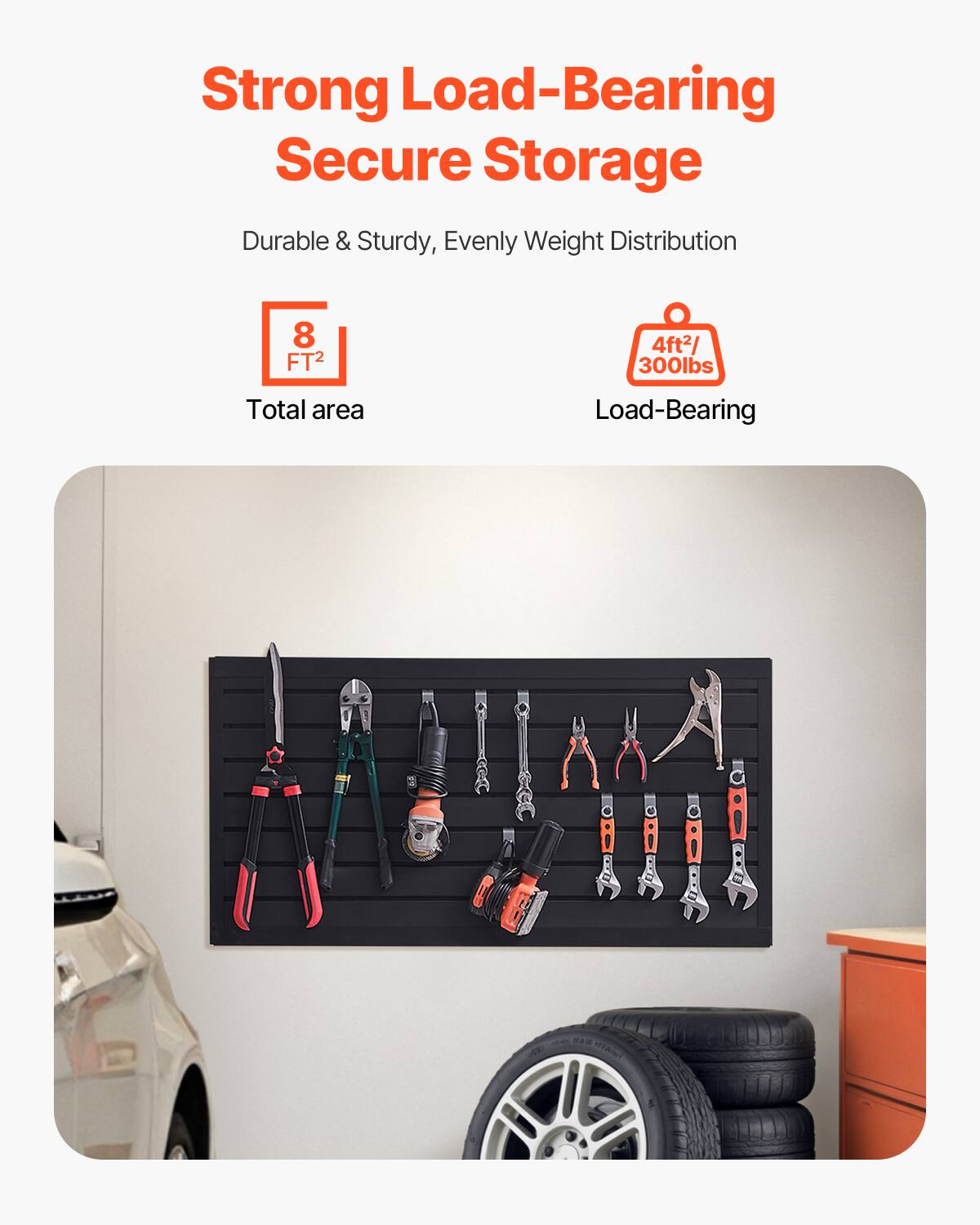 Strong Load-Bearing Secure Storage

Durable & Sturdy, Evenly Weight Distribution

8 FT²  
Total area

4ft²/300lbs  
Load-Bearing