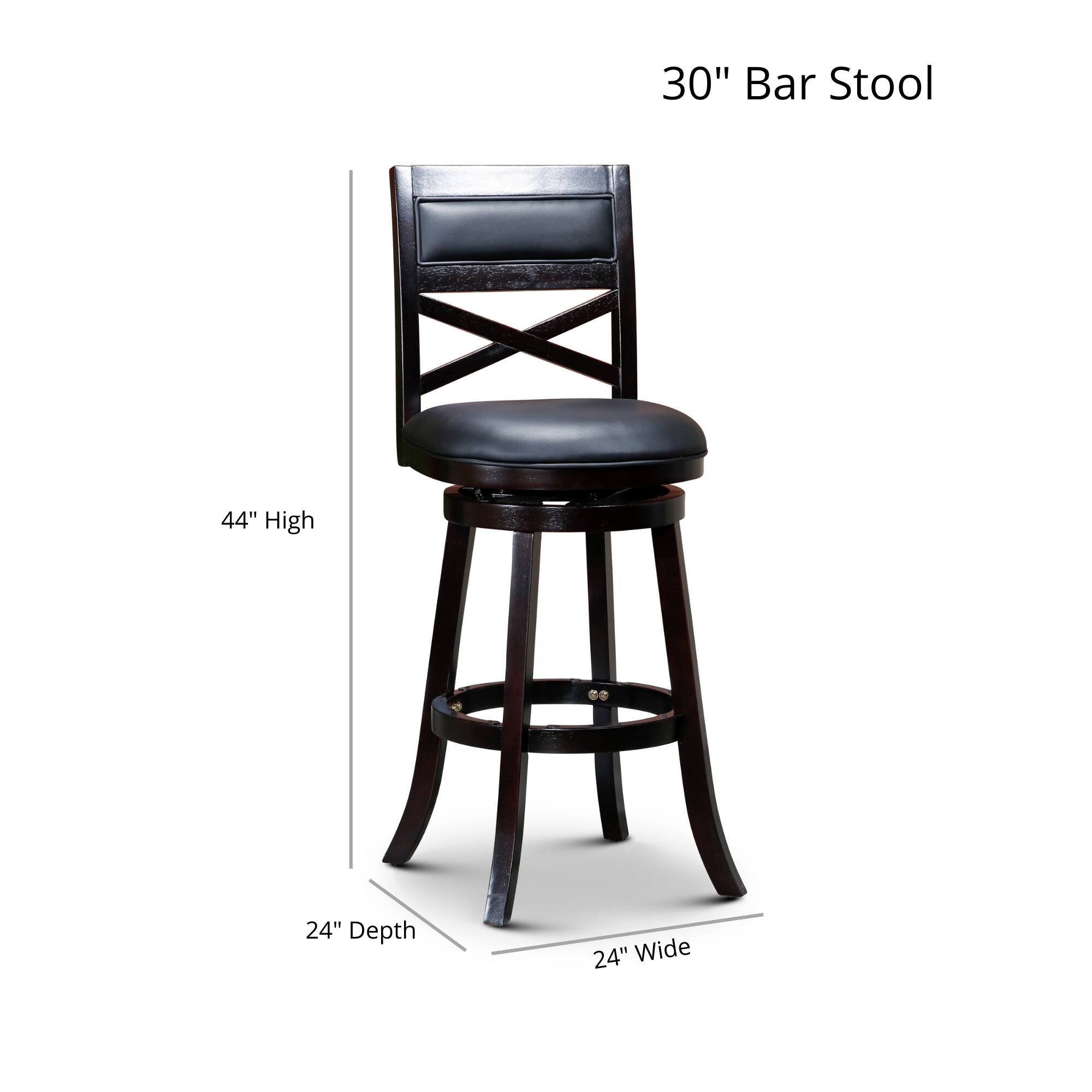 30" Bar Stool  
44" High  
24" Depth  
24" Wide
