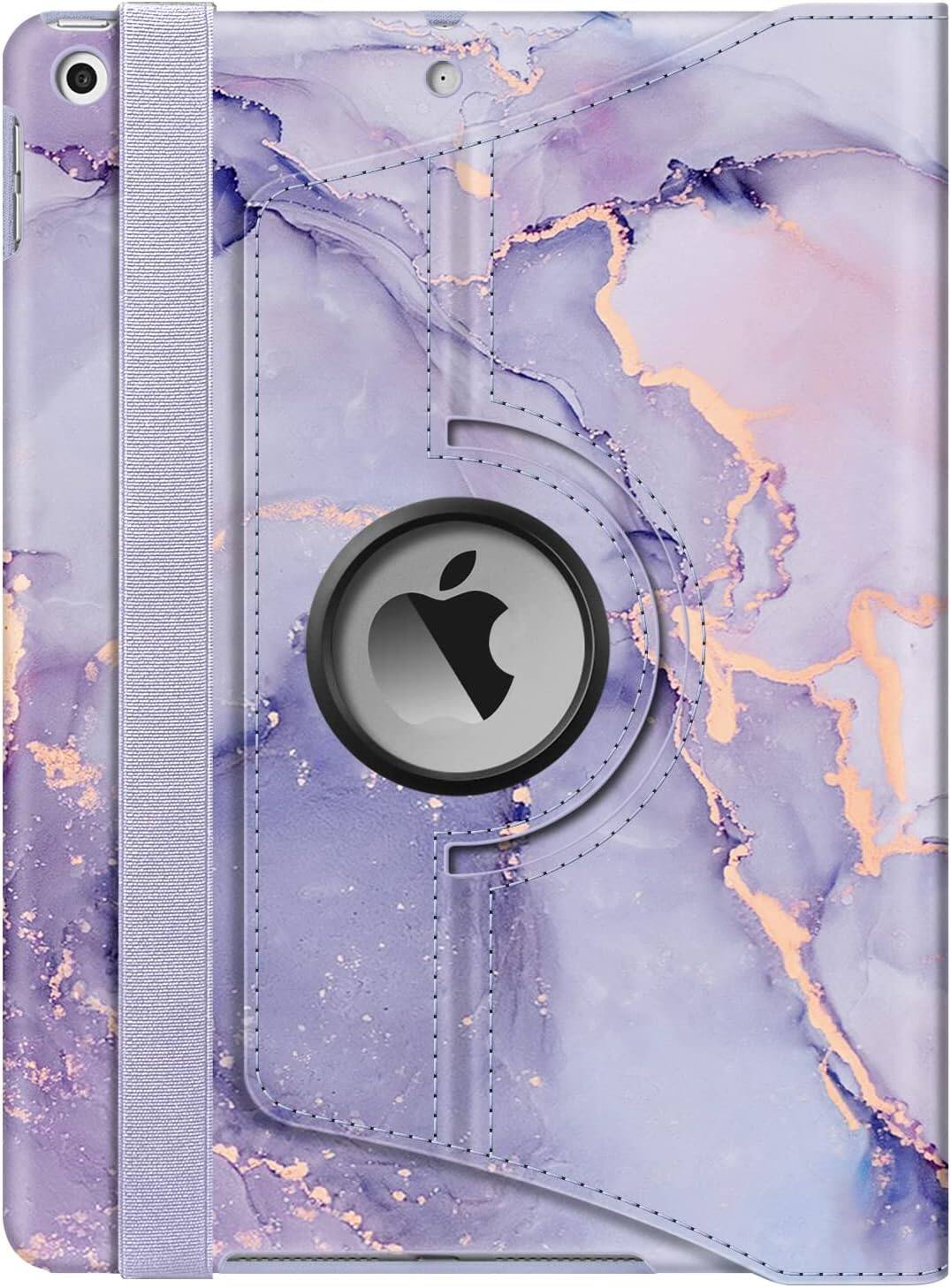 Alt View 4. Fintie - 360° Rotating Case for iPad 9th / 8th / 7th Generation 10.2 Inch | Shockproof Cover with Pencil Holder Auto Wake/Sleep - Lilac Marble.