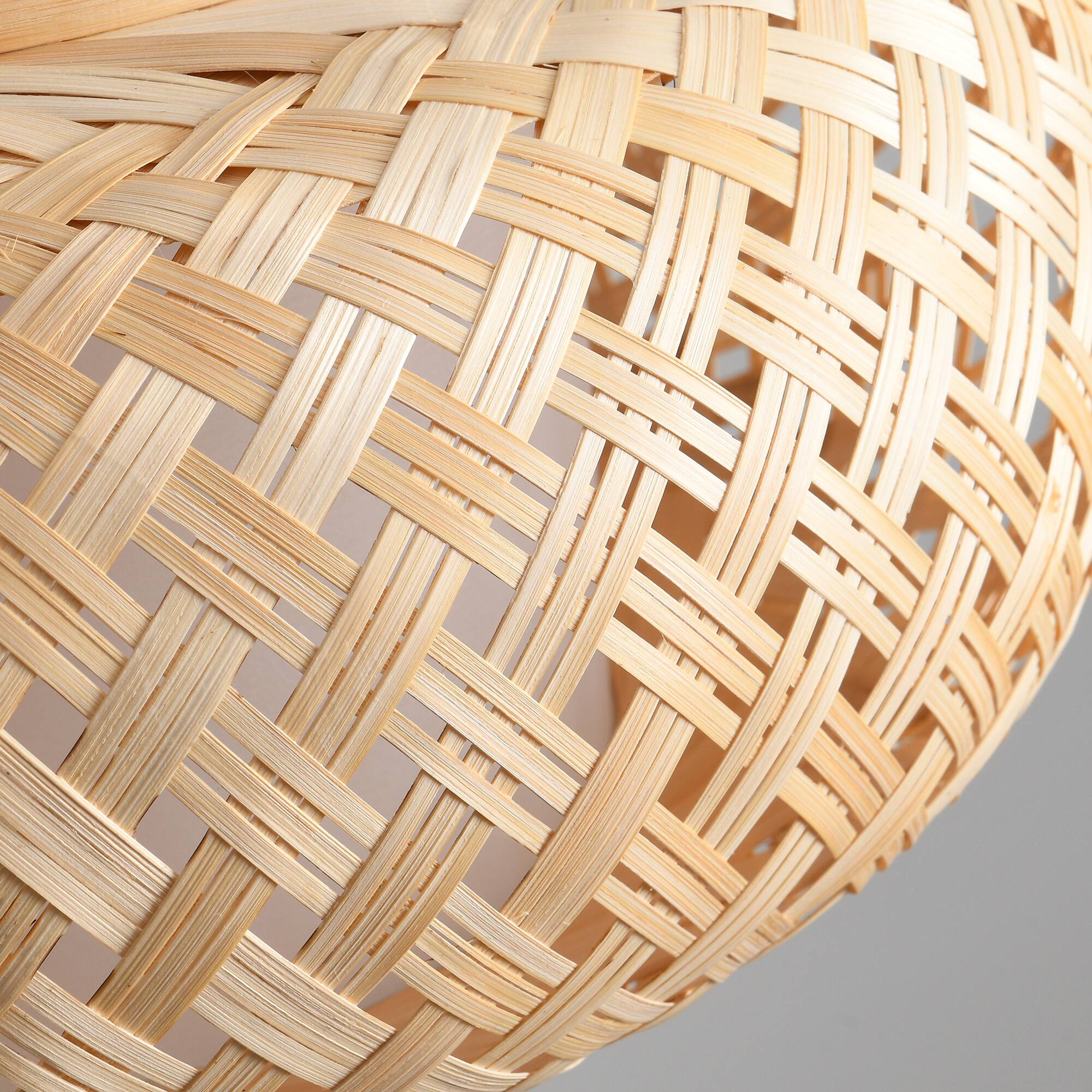 Alt View 9. Parrot Uncle - 1-Light Retro Brown Rustic Bamboo Hand-Woven Pendant Lamp - Brown.