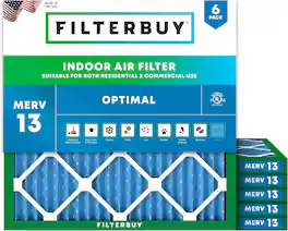 Filterbuy - 8x8x1 MERV 13 Smoke & Allergy Defense, Electrostatic Pleated HVAC AC Furnace Air Filters Replacement (6-Pack) - Blue