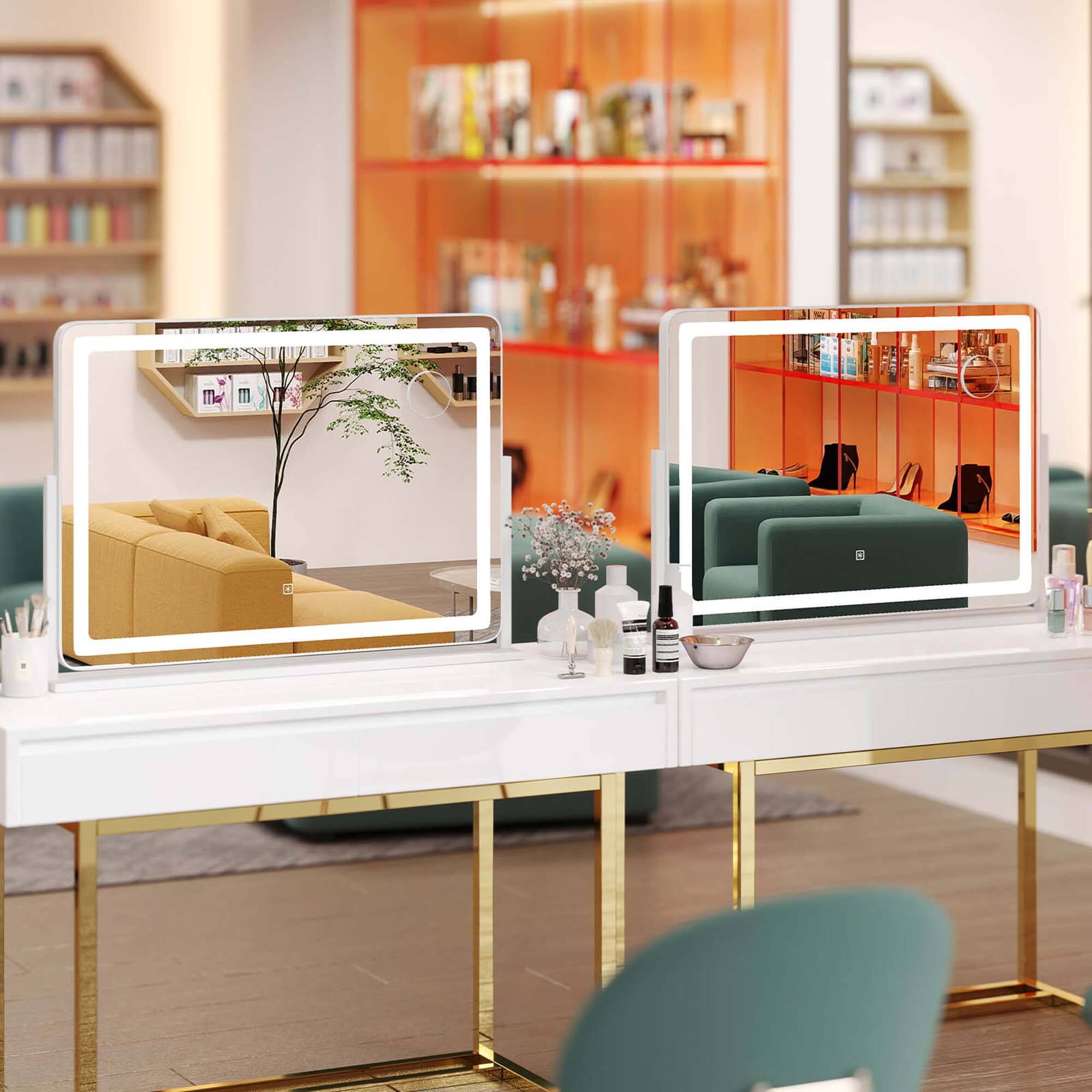 Alt View 4. Costway - Costway 32" x 22" Large Makeup Mirror with Lights 10X Magnify Mirror Touch Control - White.