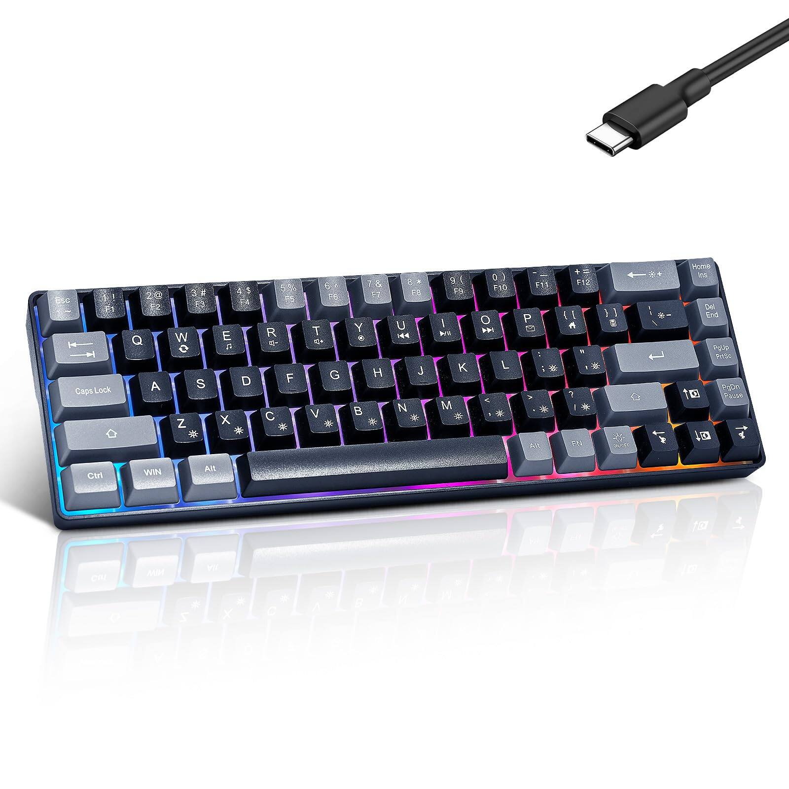 Sure, here is the corrected and grouped text from the image:

```
Esc 1 ! 2 @ 3 # 4 $ 5 % 6 ^ 7 & 8 * 9 ( 0 ) - = Backspace
Q q W w E e R r T t Y y U u I i O o P p [ { ] } \ |
Caps Lock A a S s D d F f G g H h J j K k L l ; : ' " Enter
Z z X x C c V v B b N n M m , < . > ? / Shift
Ctrl Win Alt Spacebar Alt Gr Fn
Home Ins Page Up Page Down End Num Lock
Num Pad: 1 2 3 4 5 6 7 8 9 0 - + Enter
```