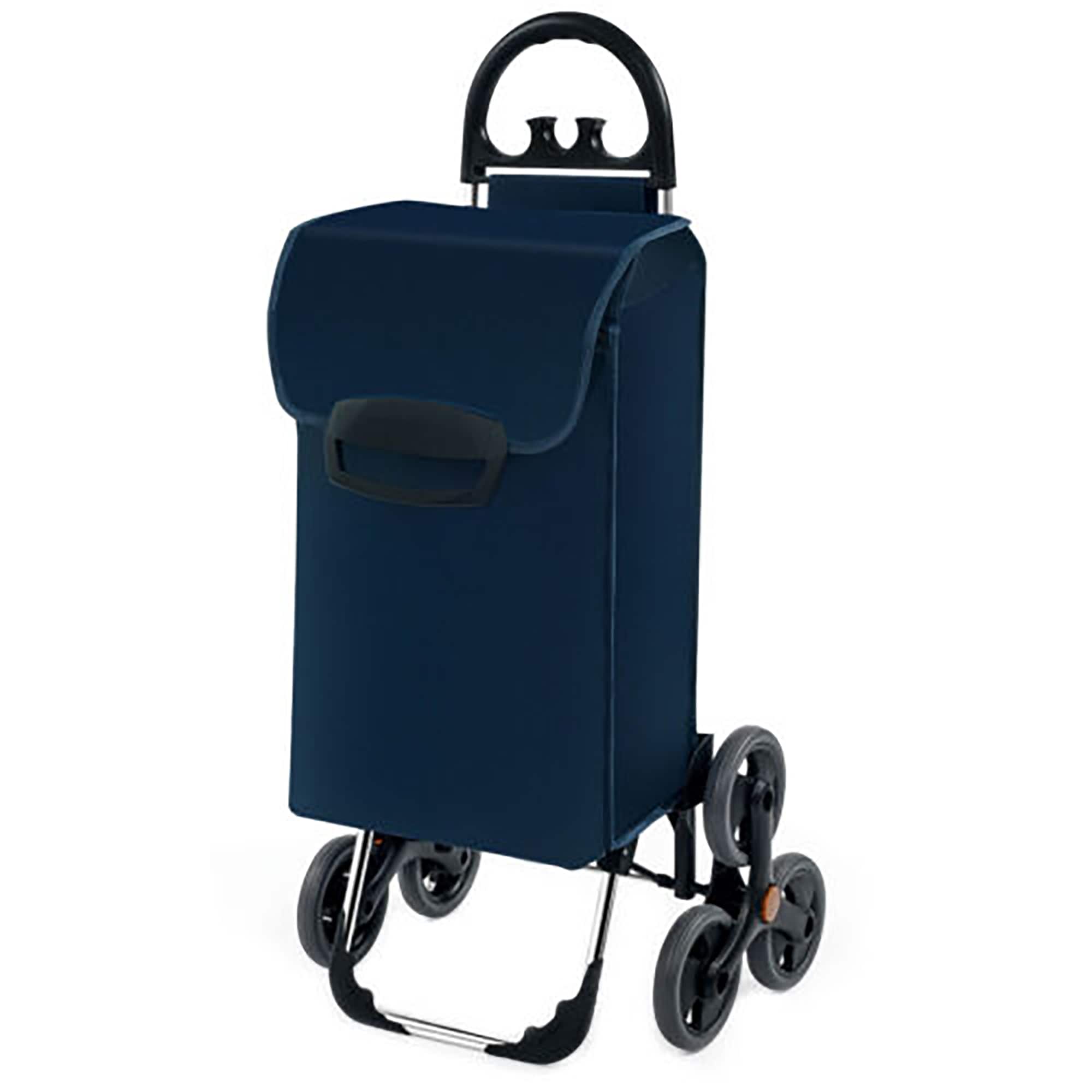 Gymax - Folding Stair Climbing Shopping Cart Utility Hand Truck w/ Removable Bag & Handle Navy - Blue