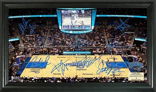Front Standard. Highland Mint - Orlando Magic Framed Signature Court.