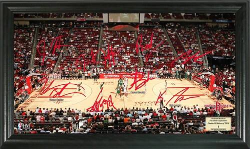 Front Standard. Highland Mint - Houston Rockets Framed Signature Court.
