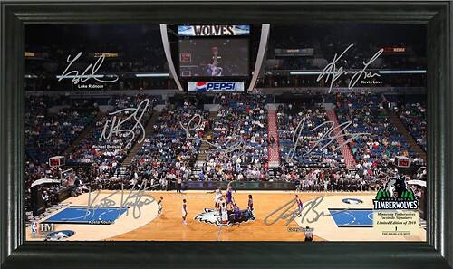 Front Standard. Highland Mint - Minnesota Timberwolves Framed Signature Court.