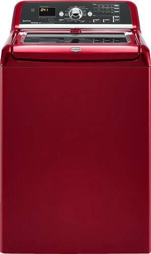 Front Standard. Maytag - Bravos 4.0 Cu. Ft. 13-Cycle High-Efficiency Washer - Crimson Red.