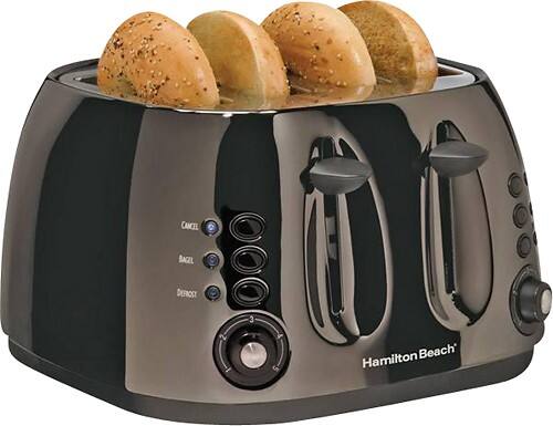 Angle Standard. Hamilton Beach - Black Ice 4-Slice Wide-Slot Toaster - Black.