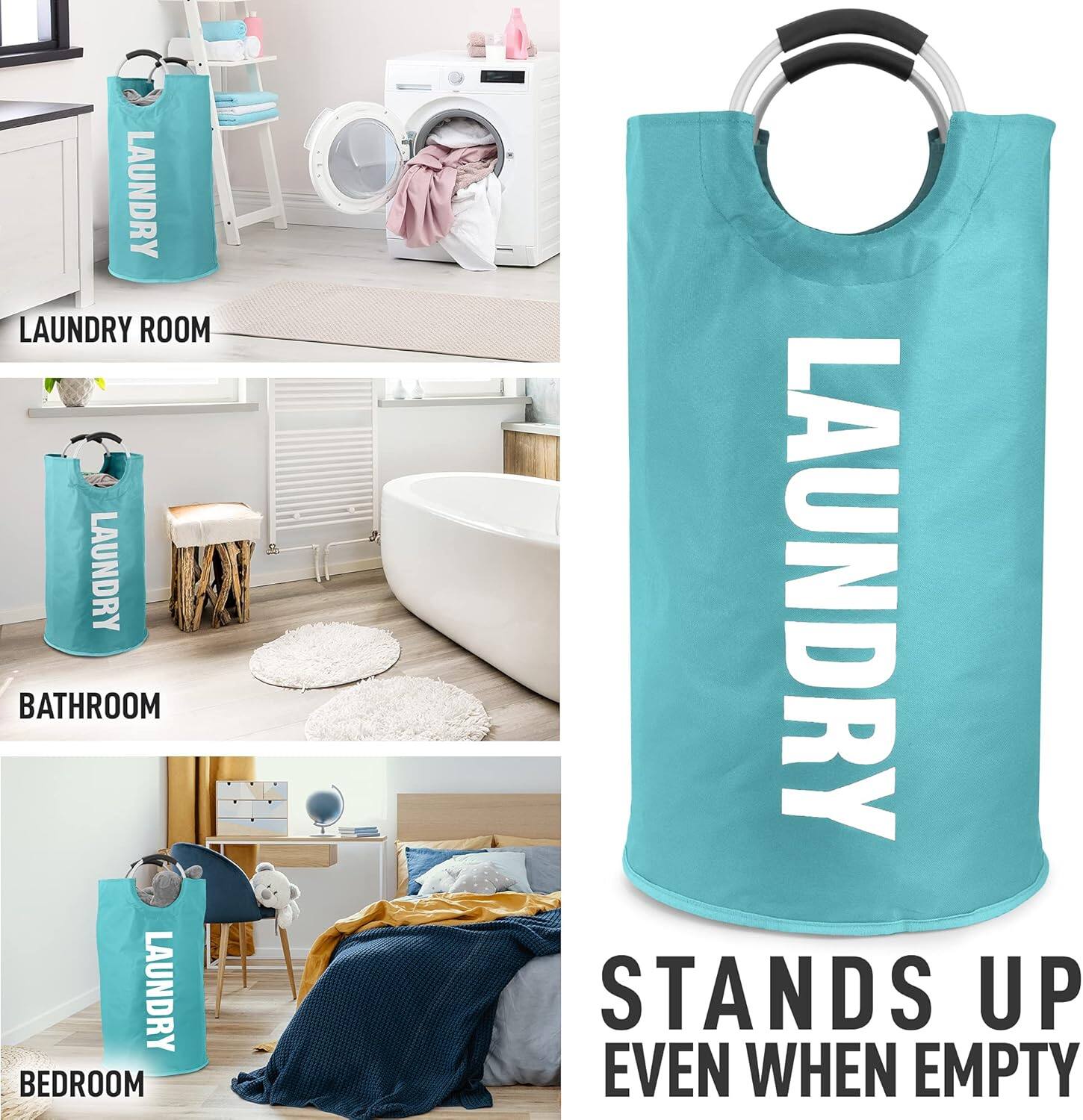 LAUNDRY ROOM  
LAUNDRY BATHROOM  
LAUNDRY BEDROOM  

STANDS UP EVEN WHEN EMPTY