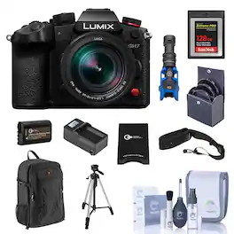 Bundle - Panasonic - LUMIX GH7 Camera with LUMIX G Leica DG Vario-Elmarit 12-60mm f/2.8-4 Lens, with 128GB Memory Card, Al
