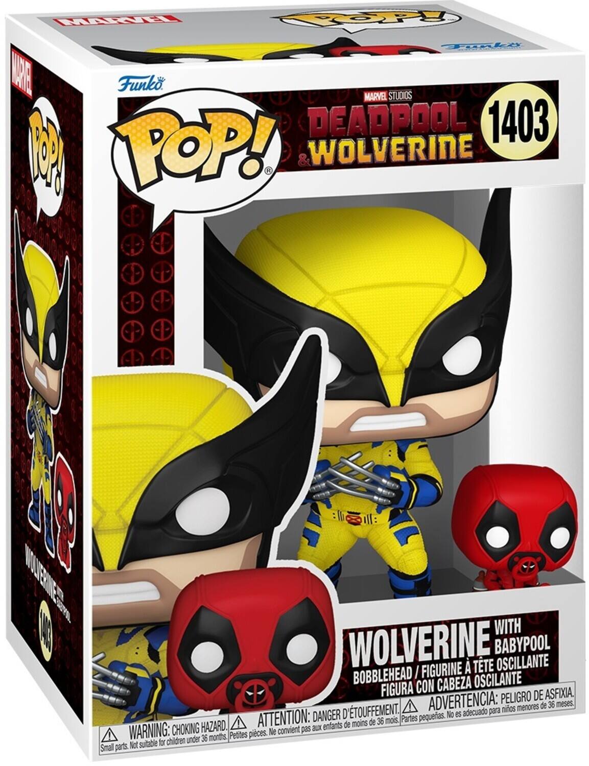 MURRI TOP Fokiy AE Funko 1CS MARVEL STUDIOS DEADPOOL 1403 (POP! WOLVERINE R WOLVERINE WITH WOLVERINE BABYPOOL OSCILLANTE BOBBLEHEAD I FIGURINE CON CABEZA OSCILANTE FIGURA PELIGRO DE ASFIXIA. 'TOUFFEMENT. ADVERTENCIA: para niños menores de 36 meses. DANGER D' petits. No es adecuado HAZARD. ATTENTION: aux enfants de moins de 36 mois. Partes WARNING: CHOKING Petites pièces. Ne convient pas for children under 36 months, Small parts. Not suitable.