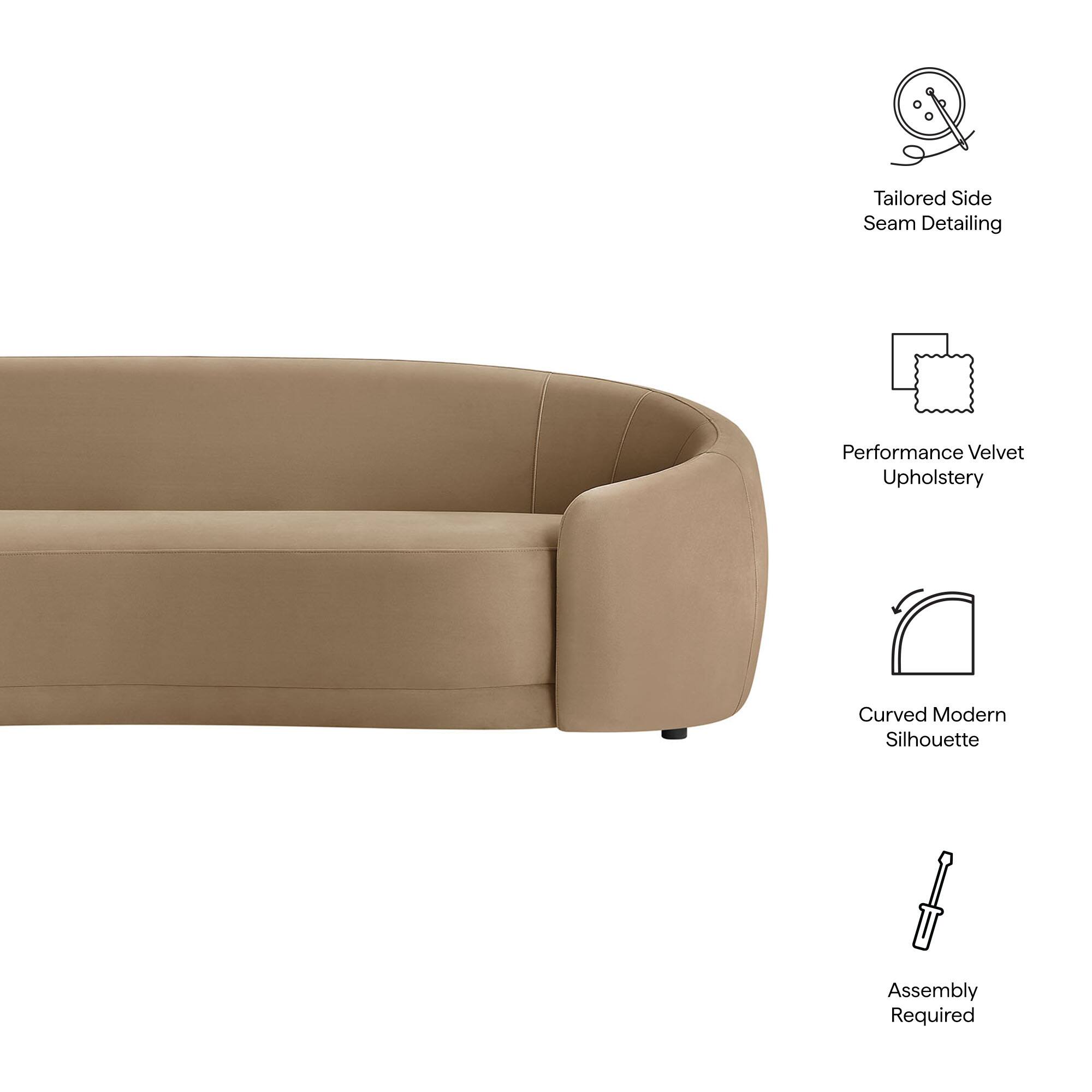 Contessa Curved Performance Velvet Sofa by Modway Taupe - Best Buy