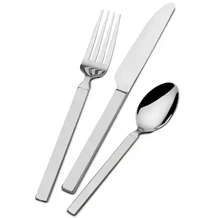 Front. Mikasa - Arlo 24 Piece Flatware Set, Service for 8 - Silver.