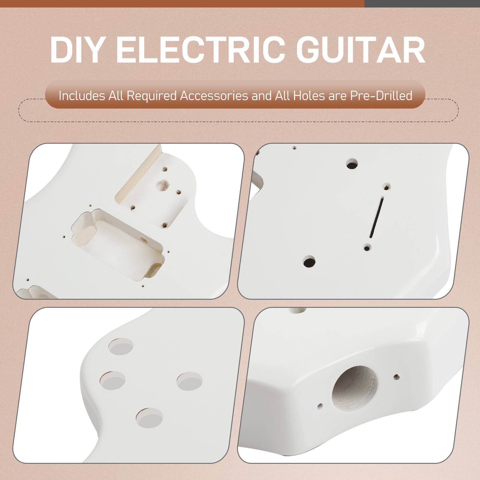 DIY ELECTRIC GUITAR  
Includes All Required Accessories and All Holes are Pre-Drilled