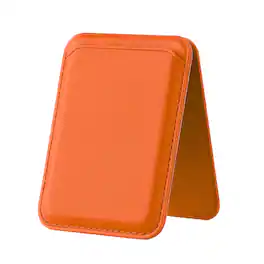 Entronix - Leather Magnetic Wallet Attachment for MagSafe & Magnetic Phone Cases – Slim Card Holder Phone Accessory - Orange
