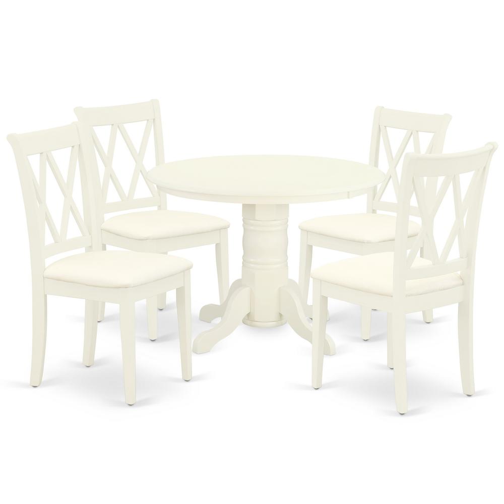 Back. East West Furniture - Dining Room Set Linen White - Brown.