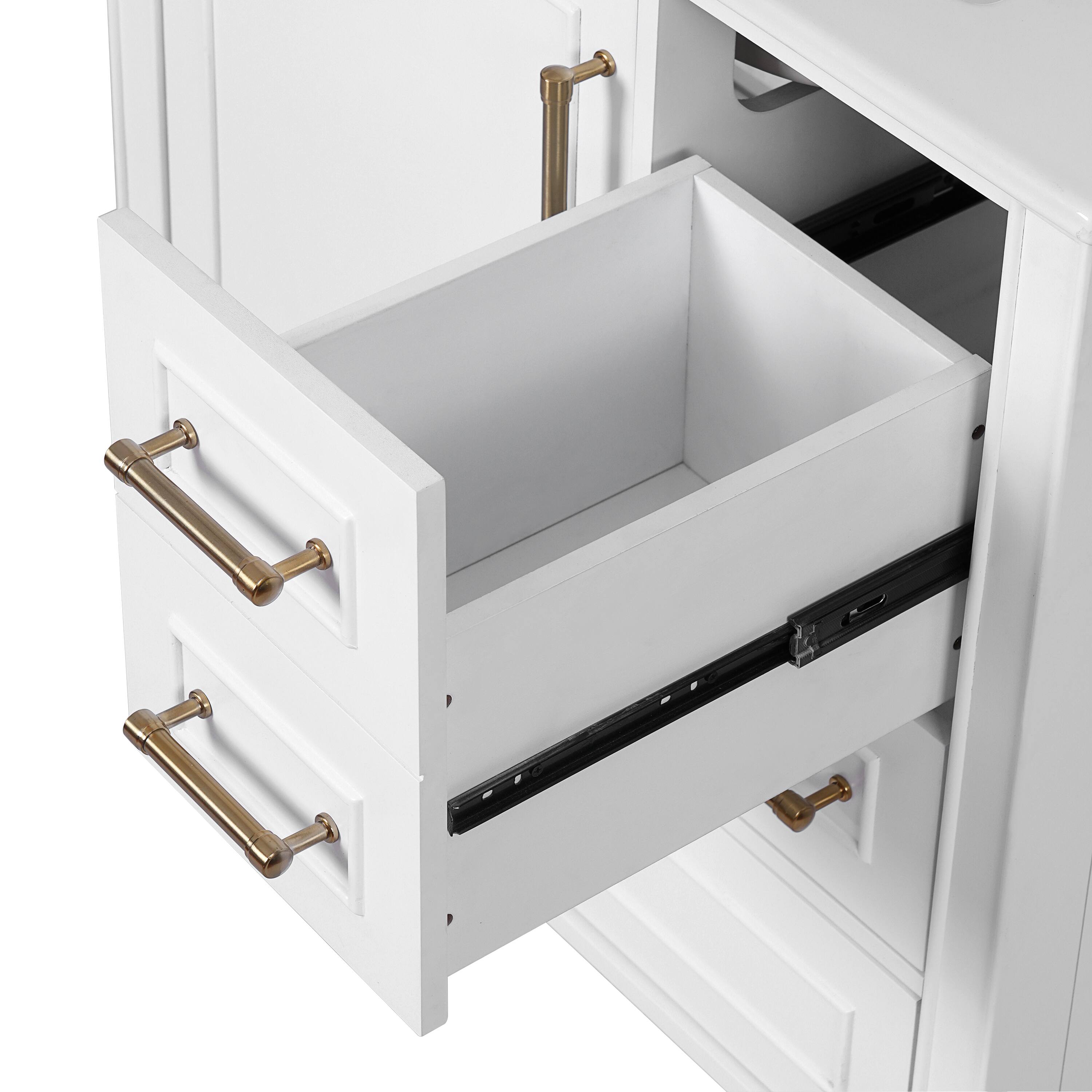 Alt View 8. Tiramisubest - 30" Bathroom Vanity with Ceramic Sink with Built-in Shelf, Deep Drawer, Standard Drawer, Long Divider Drawer - White.