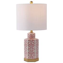 Jonathan Y - Diana 23.5" Classic Red and White Floral Ceramic Table Lamp with Brass Base, Traditional for Living Room - Red/White