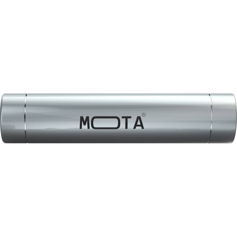 Front. MOTA - 2,600 mAh Battery Stick - Silver.