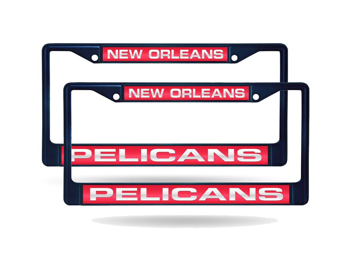 New Orleans Pelicans NBA (Set of 2) Navy Painted Metal Laser Cut License Plate Frames