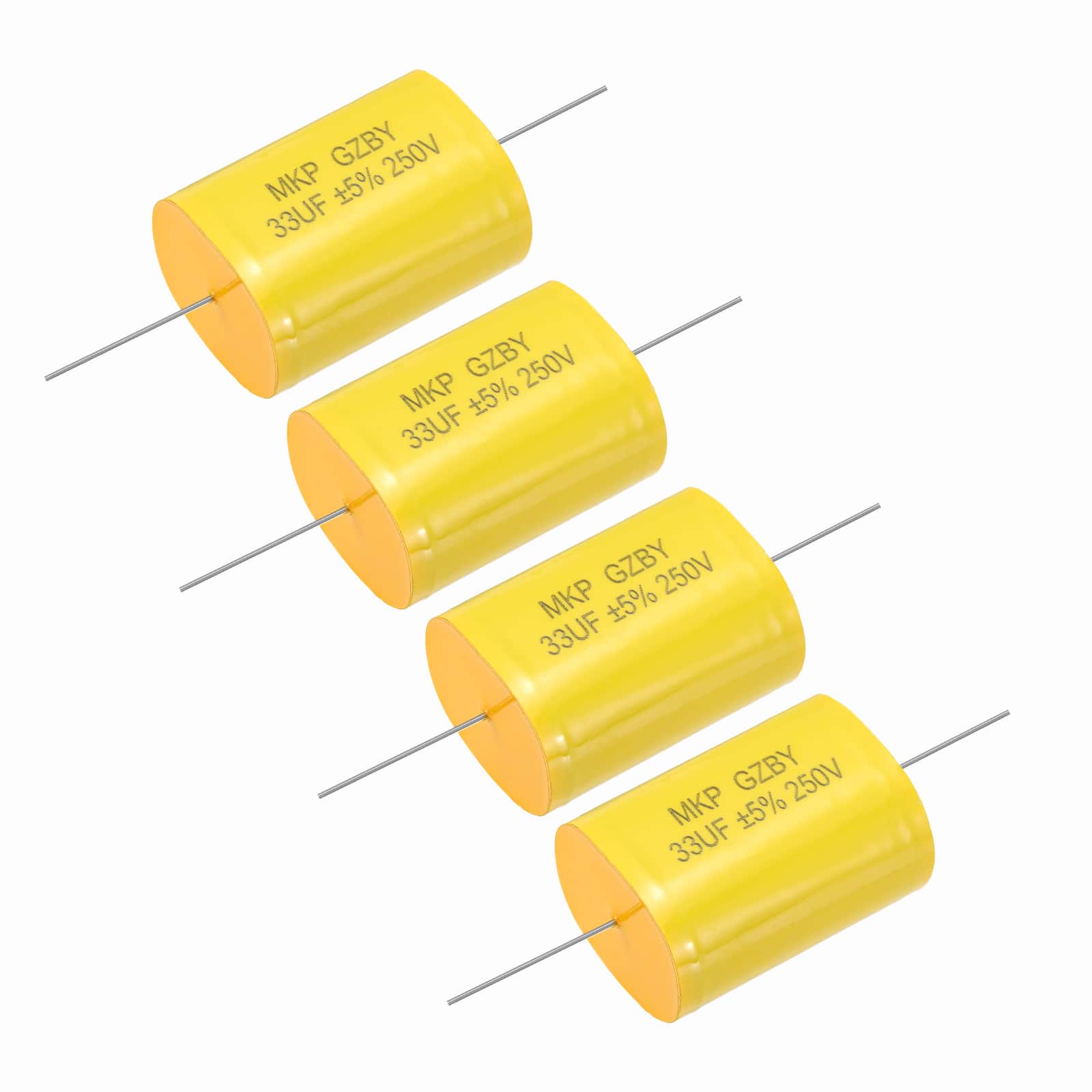 Unique Bargains - 4pcs 33uF Frequency Divider Capacitor, 250V Audio Speaker Crossover Non-Polarity Polypropylene MKP Film Capacitor - Yellow price history on PriceWatchPro