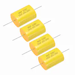 Unique Bargains - 4pcs 33uF Frequency Divider Capacitor, 250V Audio Speaker Crossover Non-Polarity Polypropylene MKP Film Capacitor - Yellow