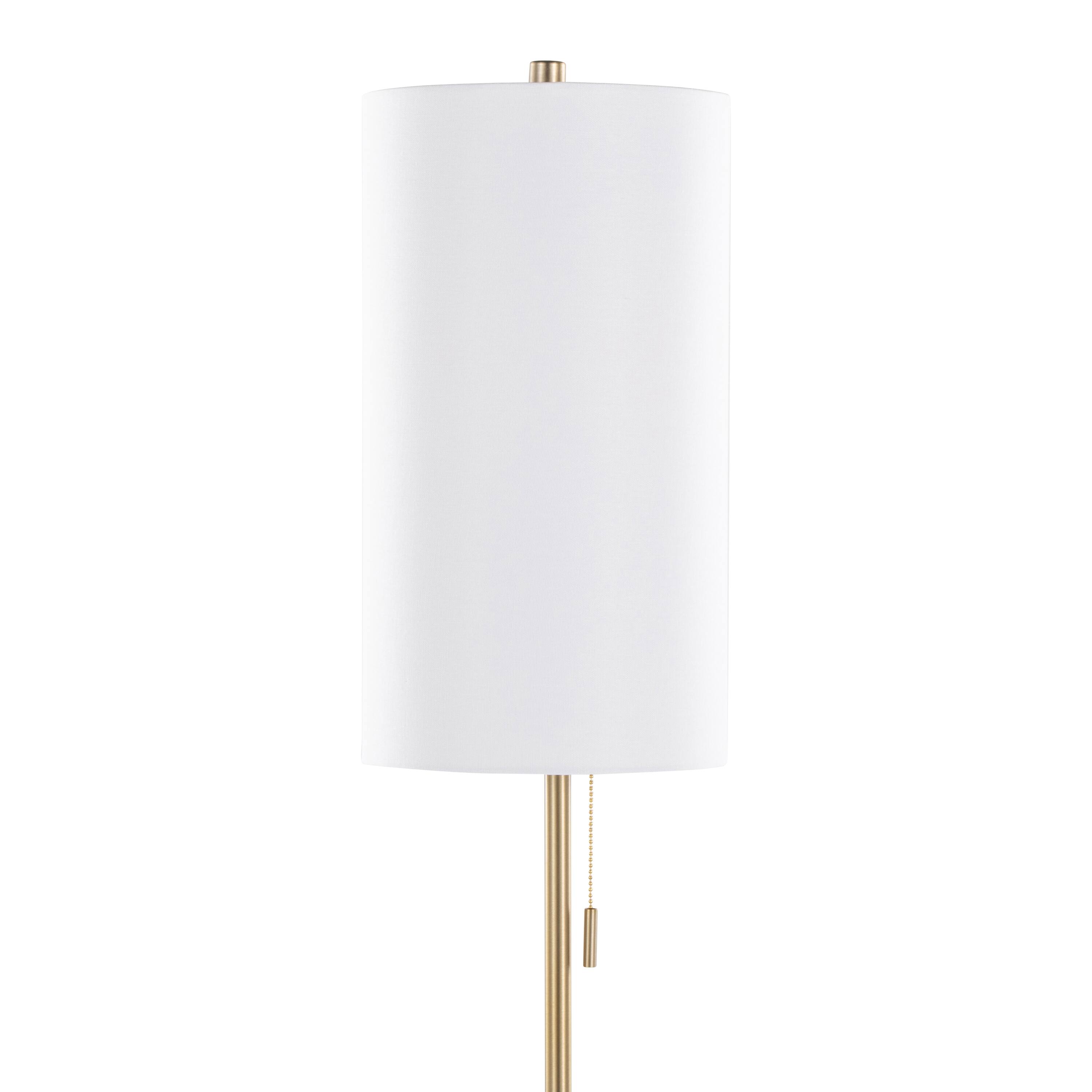 Left. Loheer - Loheer 62 Inch Contemporary Gold Metal Floor Lamp with White Linen Shade Modern Standing Light for Living Room - Gold.
