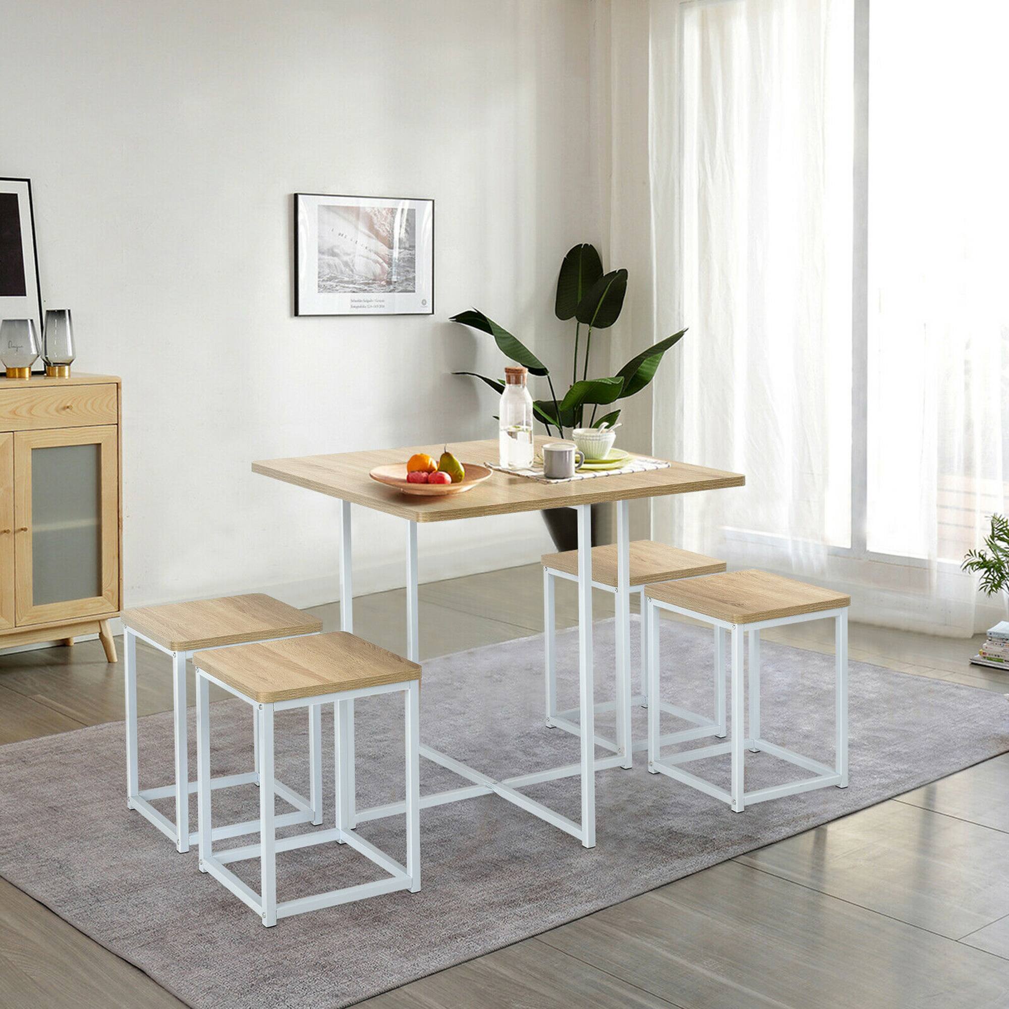 Alt View 2. Gymax - Gymax 5 Piece Dining Table And Chairs Set Metal Legs Compact Space Bar Pub Kitchen - Natural.