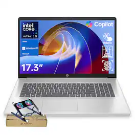 HP - Upgraded - 17.3" HD+ Touchscreen Laptop - Intel Core Ultra 5 225U - 16GB RAM 512GB SSD - Numeric Keypad - PCO Laptop Cooler - Silver