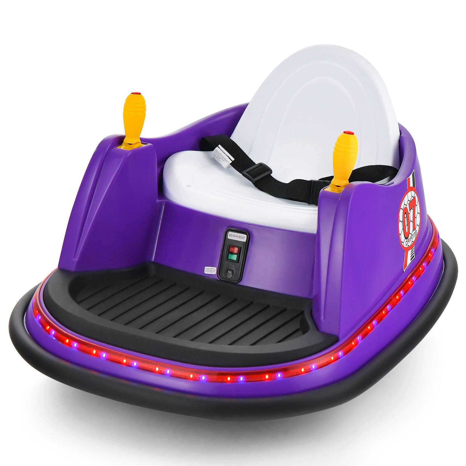 Costway - 12V Vehicle 360° Spin Race Toy Kids Ride On Bumper Car w/ Remote Control - Purple