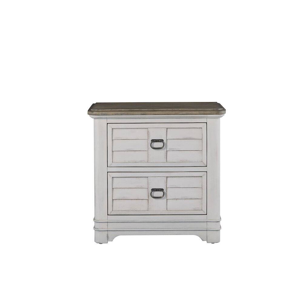 Front. American Woodcrafters - Meadowbrook 2-Drawer Nightstand - Whitewash - Sand Top - White.