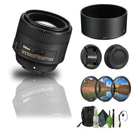 Nikon - AF-S NIKKOR 85mm f/1.8G Medium Telephoto Lens (2201) + Filter Kit - Bundle - Black