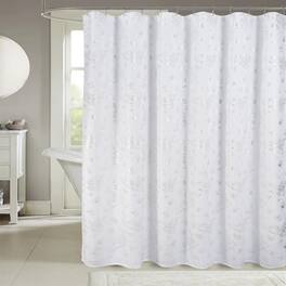 RT Designers Collection - Christmas Trucks Foil Shower Curtain 70" x 72" White/Silver - White silver