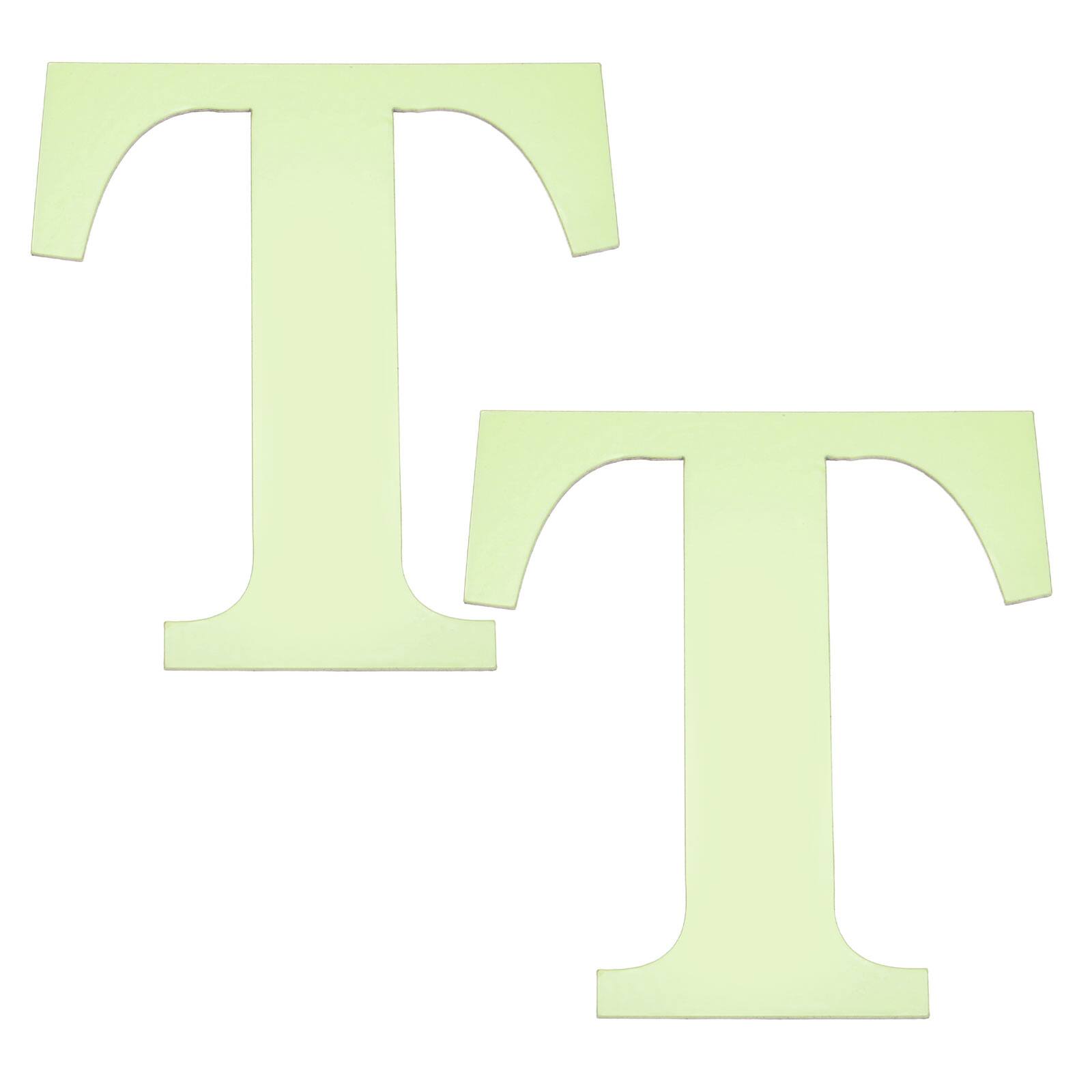 Front. Unique Bargains - 2pcs 3D 3.9" Letter T Mirror Wall Sticker, Self-Adhesive Glow in the Dark for DIY Party Wedding Room Decoration - Green.