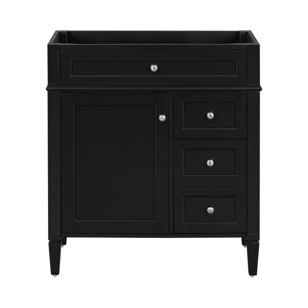 Angle. Loheer - Loheer 30 inch bathroom vanity without top, Black Bathroom Storage Cabinet with Tip-out Drawer - Black.