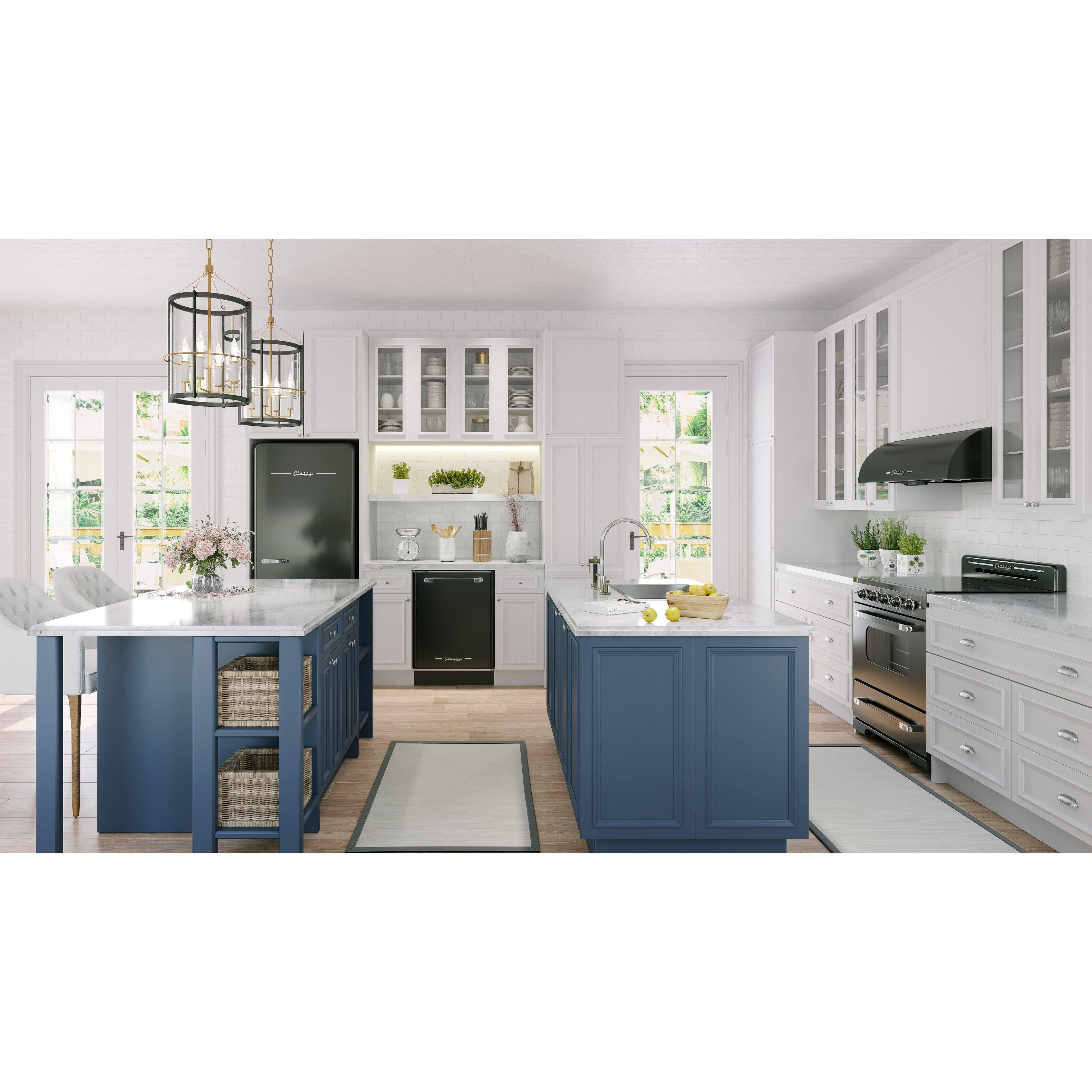 Alt View 21. Unique Appliances - 30 in. Wide 5 Elements Classic Retro 3.9 Cu. Ft. Freestanding Electic Convection Range with Glass Top and Storage Drawer - Midnight Black.