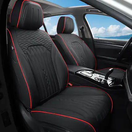 Front. VEGA AUTOMOTIVE - Seat Covers Car Full Set Front Seats Cover Faux Leather For Cars Waterproof Non slip - Black.
