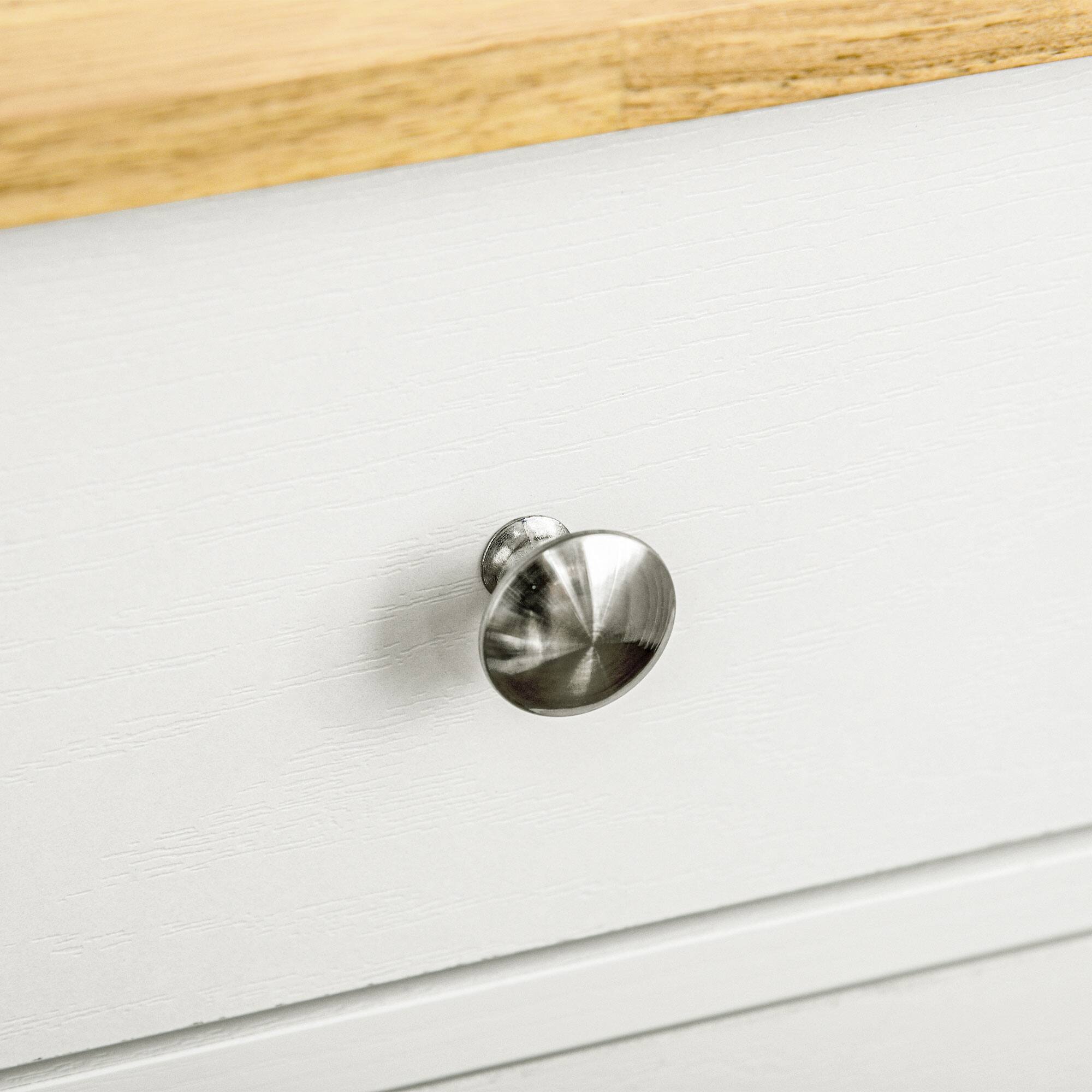 Alt View 8. Homcom - Sideboard with Solid Wood Countertop, Modern Kitchen Storage Cabinet, Coffee Bar Cabinet with Drawers & Adjustable Shelf - Distressed White.