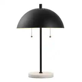 Jonathan Y - Ella 20.7" Dome Metal with Marble Base LED Table Lamp - Black/White