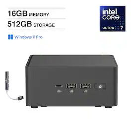 ASUS - NUC 15 Pro Mini Desktop (Intel Ultra 7-255H, 16GB DDR5, 512GB PCIe SSD, Intel Arc 140T, Win 11 Pro) w/USB Hub - Black