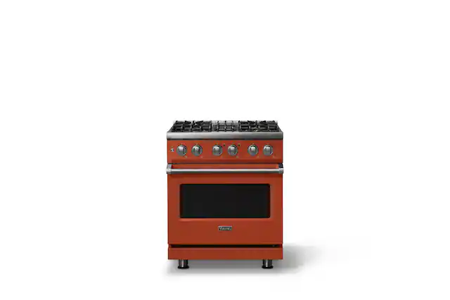 Front. Viking - 30 in. Wide 4 Burner Pro 5 Series 4.7 Cu. Ft. Freestanding Sealed Dual Fuel Convection Range - Spiced Cider - Spiced Cider.