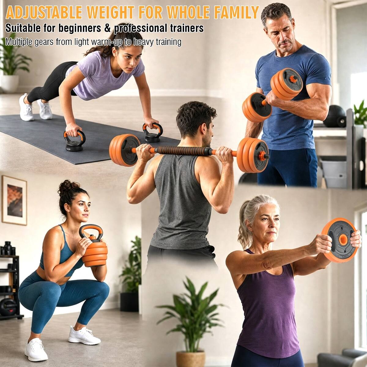 ADJUSTABLE WEIGHT FOR WHOLE FAMILY

Suitable for beginners & professional trainers

Multiple gears from light warm-up to heavy training