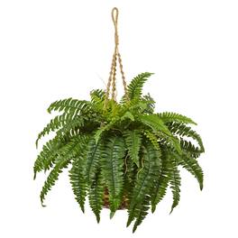 BreeBe - 33" Boston Fern Hanging Basket - Green